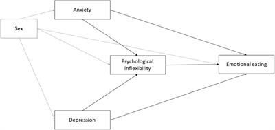 The Mediating Role of Psychological Inflexibility in the Relationship Between Anxiety, Depression, and Emotional Eating in Adult Individuals With Obesity